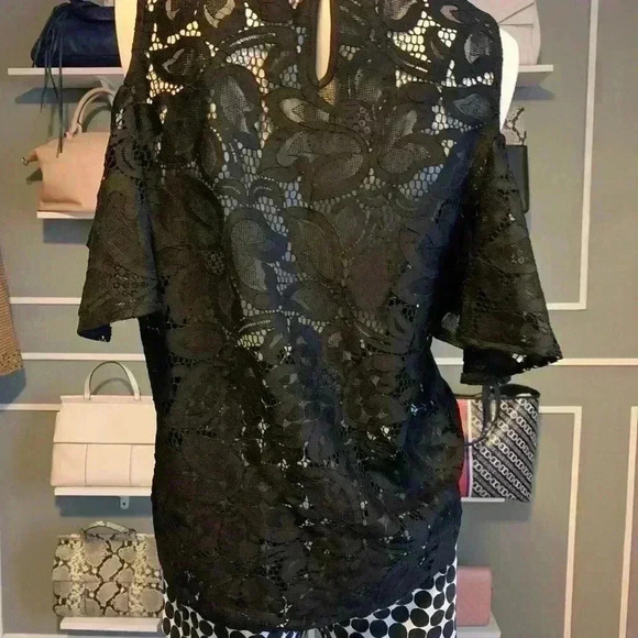 Worthington lace  Petite Womens Round Neck Short Sleeve Blouse Size M - Picture 8 of 10